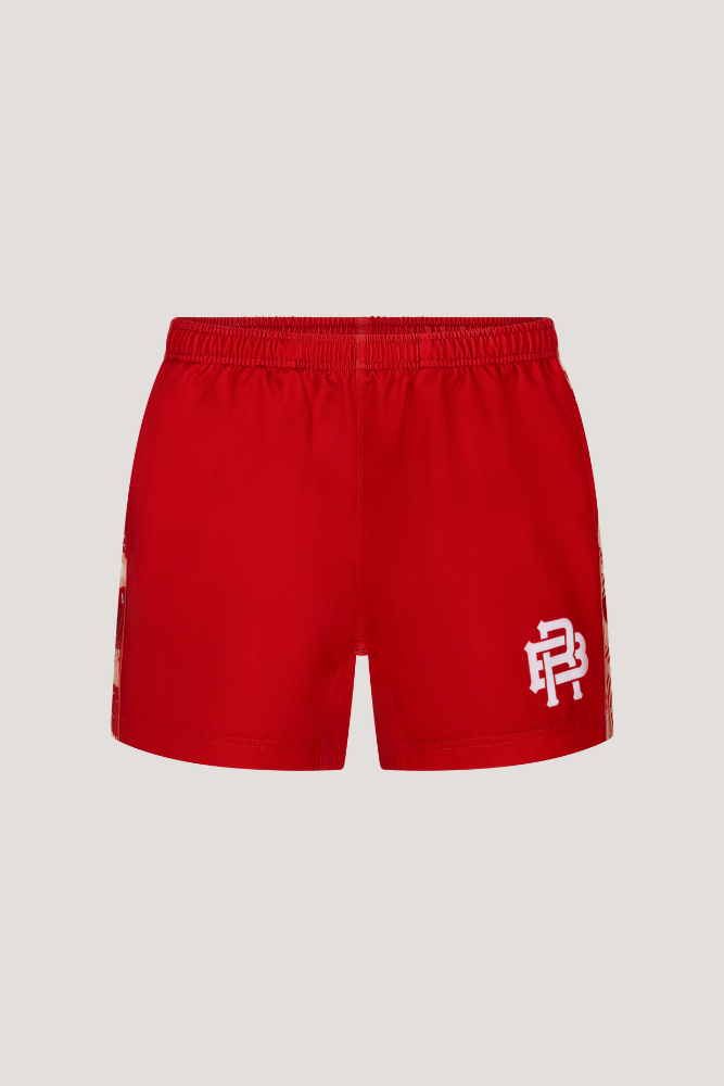 SAINTS SUMMER RUGBY SHORTS - RED & BEIGE