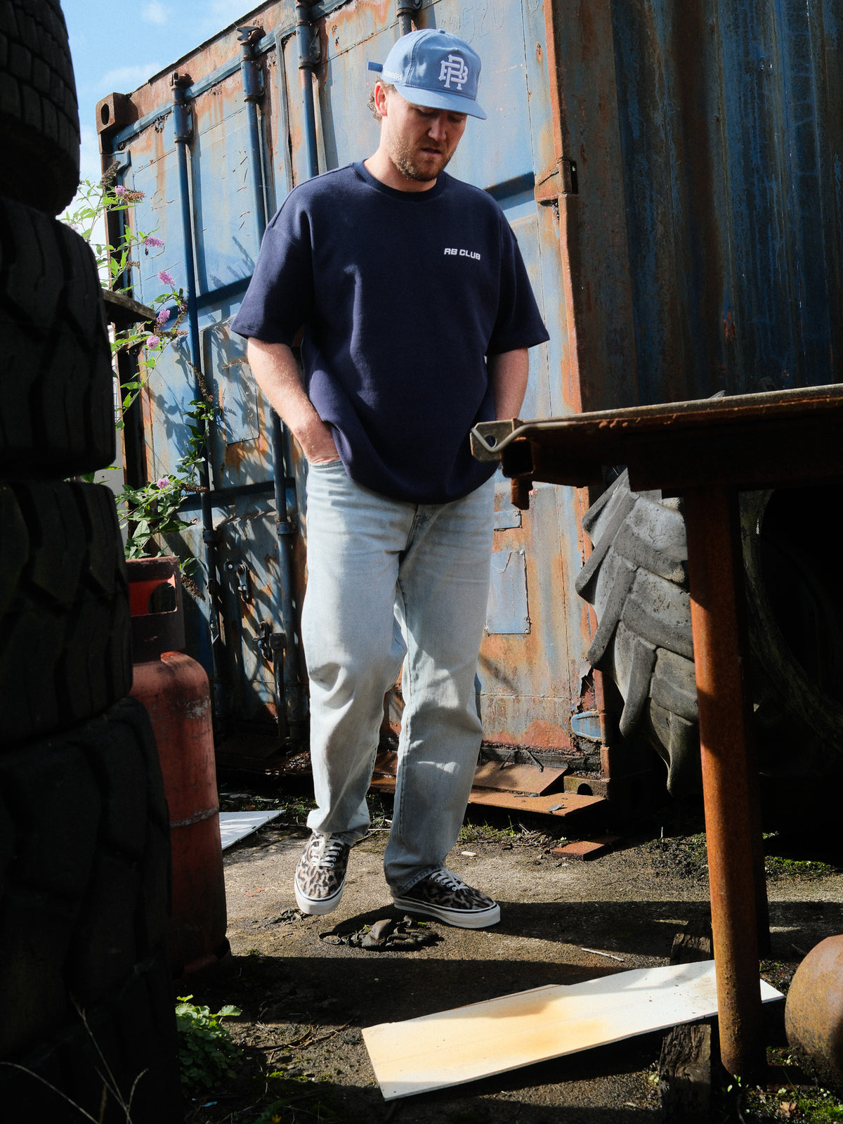 WAFFLE TEE - NAVY