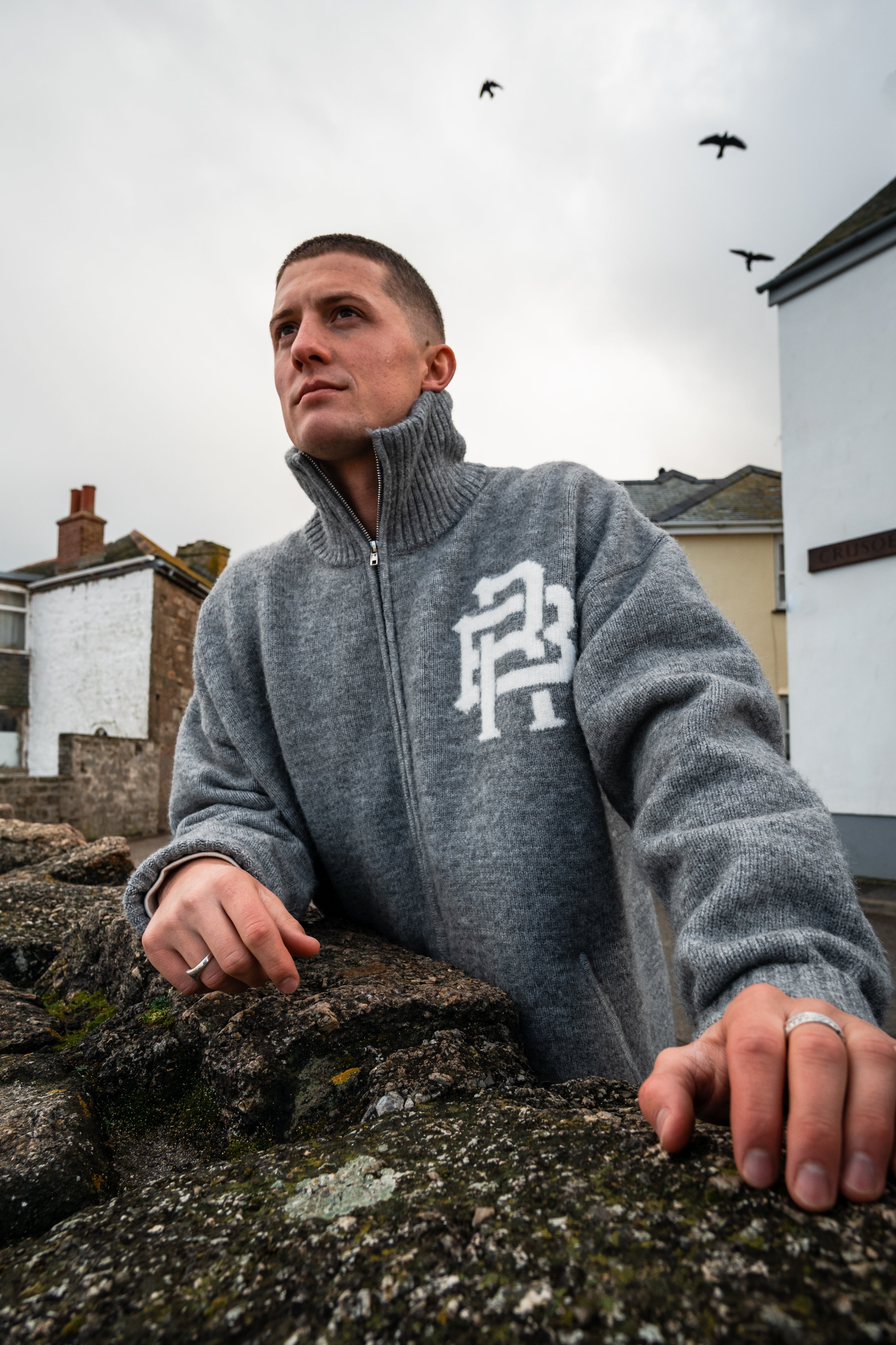 CLUB KNIT ZIP UP - GREY