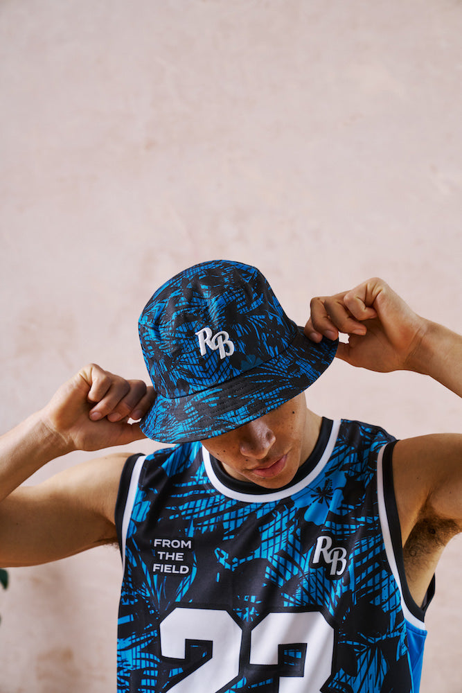 MIDNIGHT WAVES BUCKET HAT - BLACK & BLUE